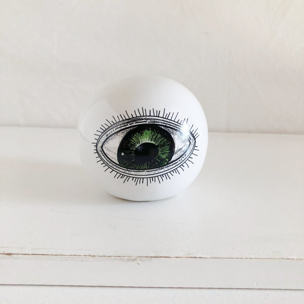 Gothic Eyeball Decor Paperweight White & Green